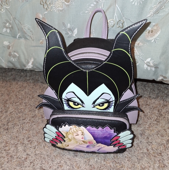 Loungefly Malificient Backpack and Wallet - Picture 8 of 16